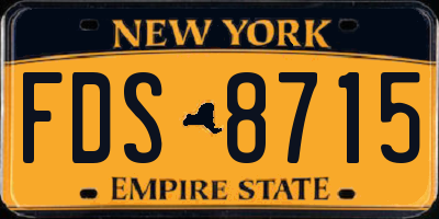 NY license plate FDS8715