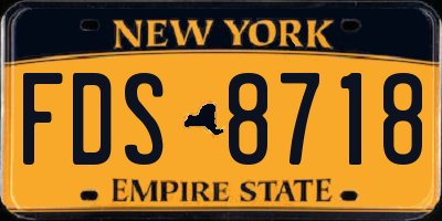 NY license plate FDS8718