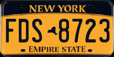 NY license plate FDS8723