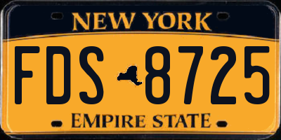 NY license plate FDS8725