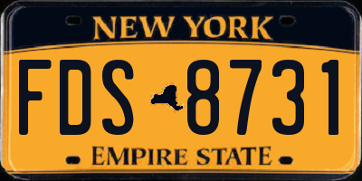 NY license plate FDS8731