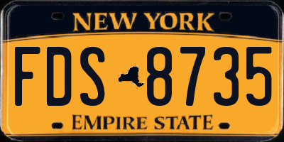 NY license plate FDS8735