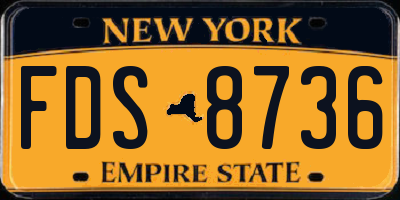 NY license plate FDS8736