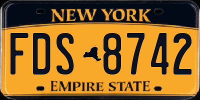 NY license plate FDS8742