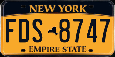 NY license plate FDS8747