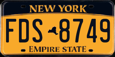 NY license plate FDS8749