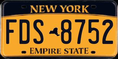 NY license plate FDS8752