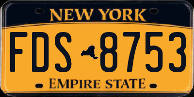 NY license plate FDS8753