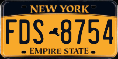 NY license plate FDS8754