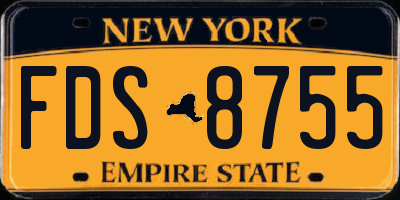 NY license plate FDS8755