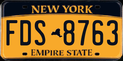 NY license plate FDS8763