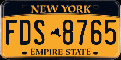 NY license plate FDS8765