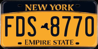 NY license plate FDS8770