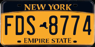NY license plate FDS8774