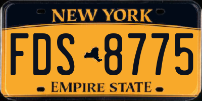 NY license plate FDS8775