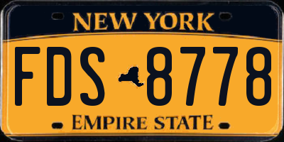 NY license plate FDS8778