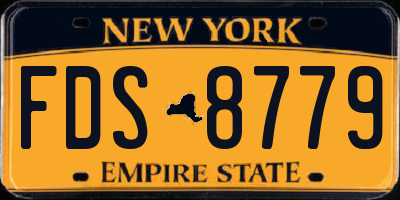 NY license plate FDS8779