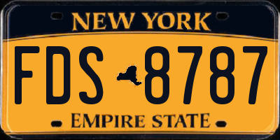 NY license plate FDS8787