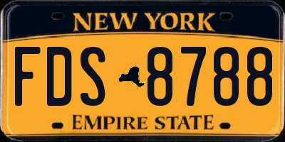 NY license plate FDS8788