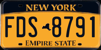 NY license plate FDS8791