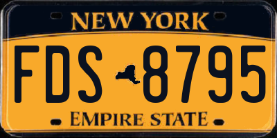 NY license plate FDS8795