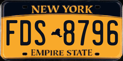 NY license plate FDS8796