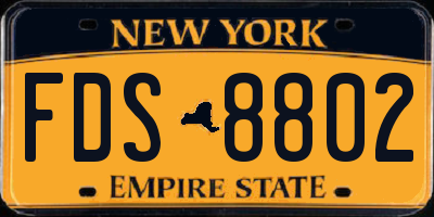 NY license plate FDS8802