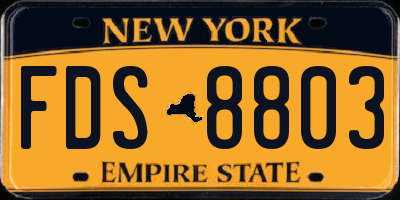 NY license plate FDS8803