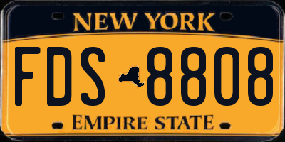 NY license plate FDS8808