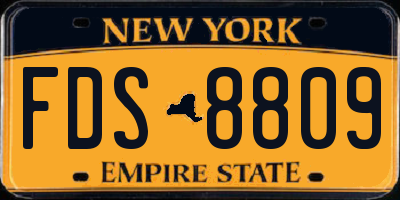 NY license plate FDS8809