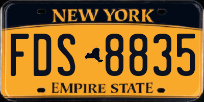 NY license plate FDS8835