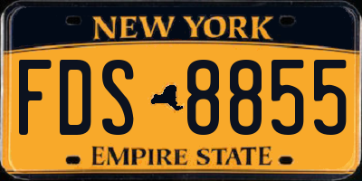 NY license plate FDS8855