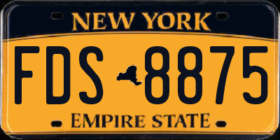 NY license plate FDS8875