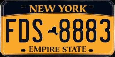 NY license plate FDS8883
