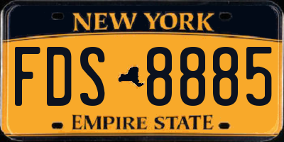 NY license plate FDS8885