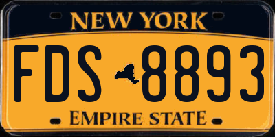 NY license plate FDS8893