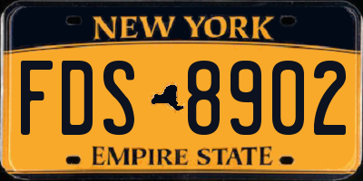 NY license plate FDS8902