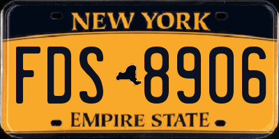 NY license plate FDS8906