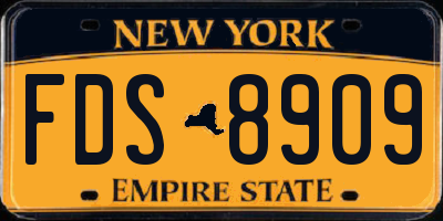 NY license plate FDS8909