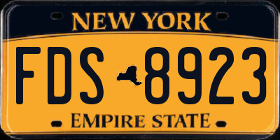 NY license plate FDS8923