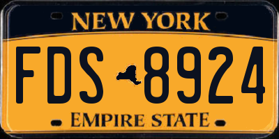 NY license plate FDS8924