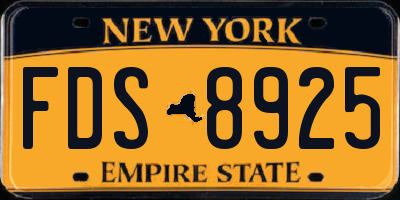 NY license plate FDS8925