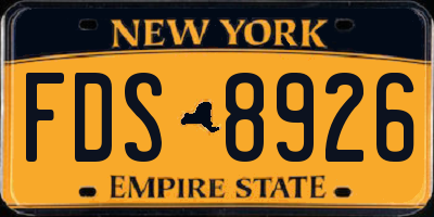 NY license plate FDS8926