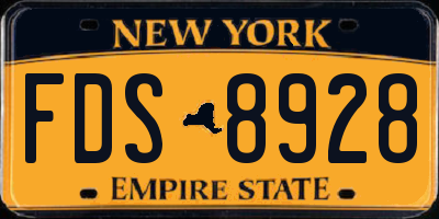 NY license plate FDS8928