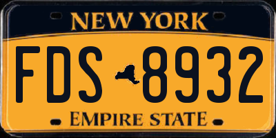 NY license plate FDS8932