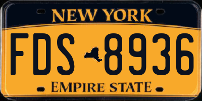 NY license plate FDS8936