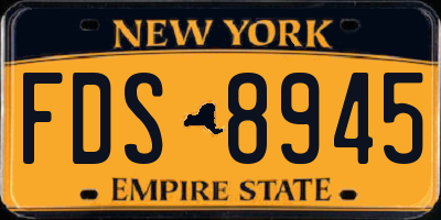 NY license plate FDS8945