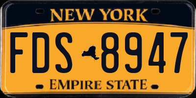 NY license plate FDS8947