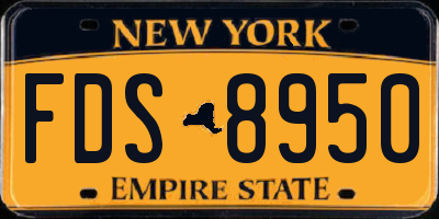 NY license plate FDS8950