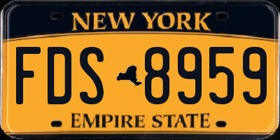 NY license plate FDS8959